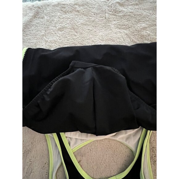 Black & Neon Green One-Piece Swimsuit With Open Back & Built-In Bra By Miraclesu - Picture 12 of 13